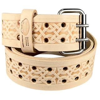 Leather Carpenters Tool Belt - Embossed Celtic