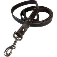 6 Foot Brown Leather Dog Leash Basketweave - 1" wide