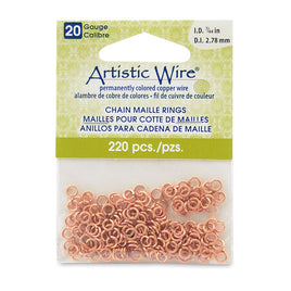 20 Gauge Artistic Wire, Chain Maille Rings Round Natural 7/64" (2.78 mm) 220pc